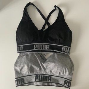 Puma Sports Bras, 2 Pack - Black & Grey (size M)